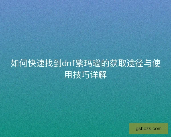 如何快速找到dnf紫玛瑙的获取途径与使用技巧详解